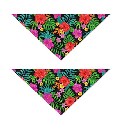 Colorful Hibiscus Flowers Pattern Print Dog Bandana