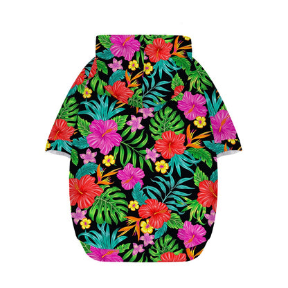 Colorful Hibiscus Flowers Pattern Print Dog Zip Up Hoodie