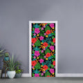 Colorful Hibiscus Flowers Pattern Print Door Sticker