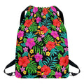 Colorful Hibiscus Flowers Pattern Print Drawstring Backpack