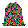 Colorful Hibiscus Flowers Pattern Print Drawstring Bag
