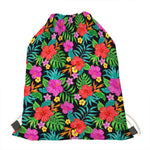 Colorful Hibiscus Flowers Pattern Print Drawstring Bag