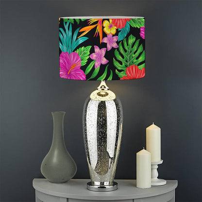 Colorful Hibiscus Flowers Pattern Print Drum Lamp Shade