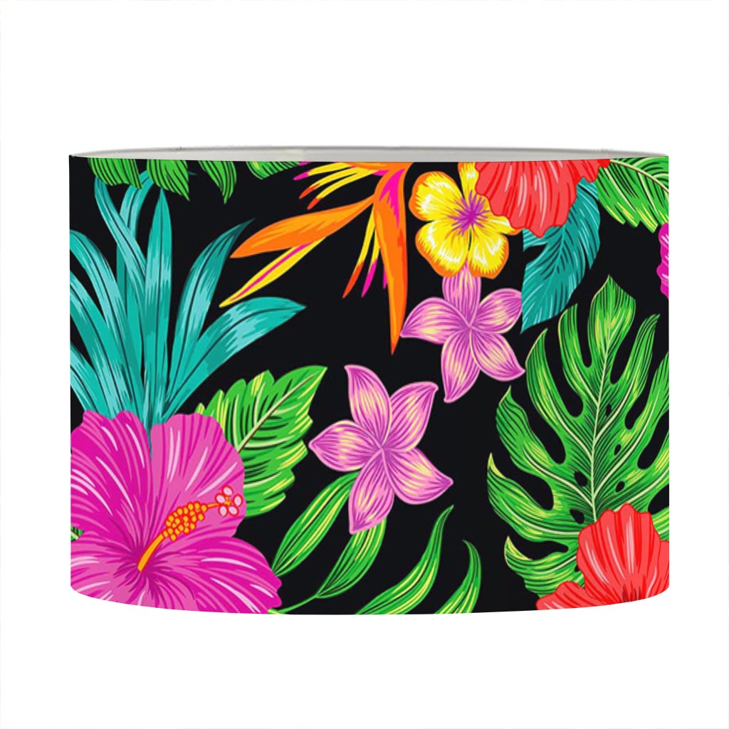 Colorful Hibiscus Flowers Pattern Print Drum Lamp Shade