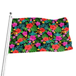 Colorful Hibiscus Flowers Pattern Print Flag