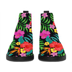 Colorful Hibiscus Flowers Pattern Print Flat Ankle Boots