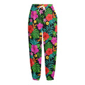 Colorful Hibiscus Flowers Pattern Print Fleece Lined Knit Pants
