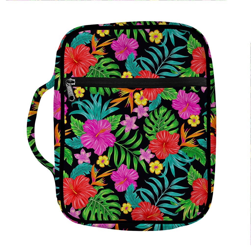 Colorful Hibiscus Flowers Pattern Print Front Pocket Bible Bag