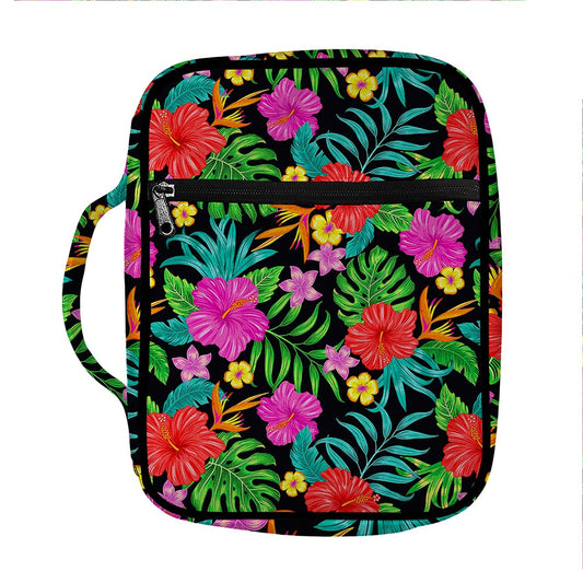 Colorful Hibiscus Flowers Pattern Print Front Pocket Bible Bag