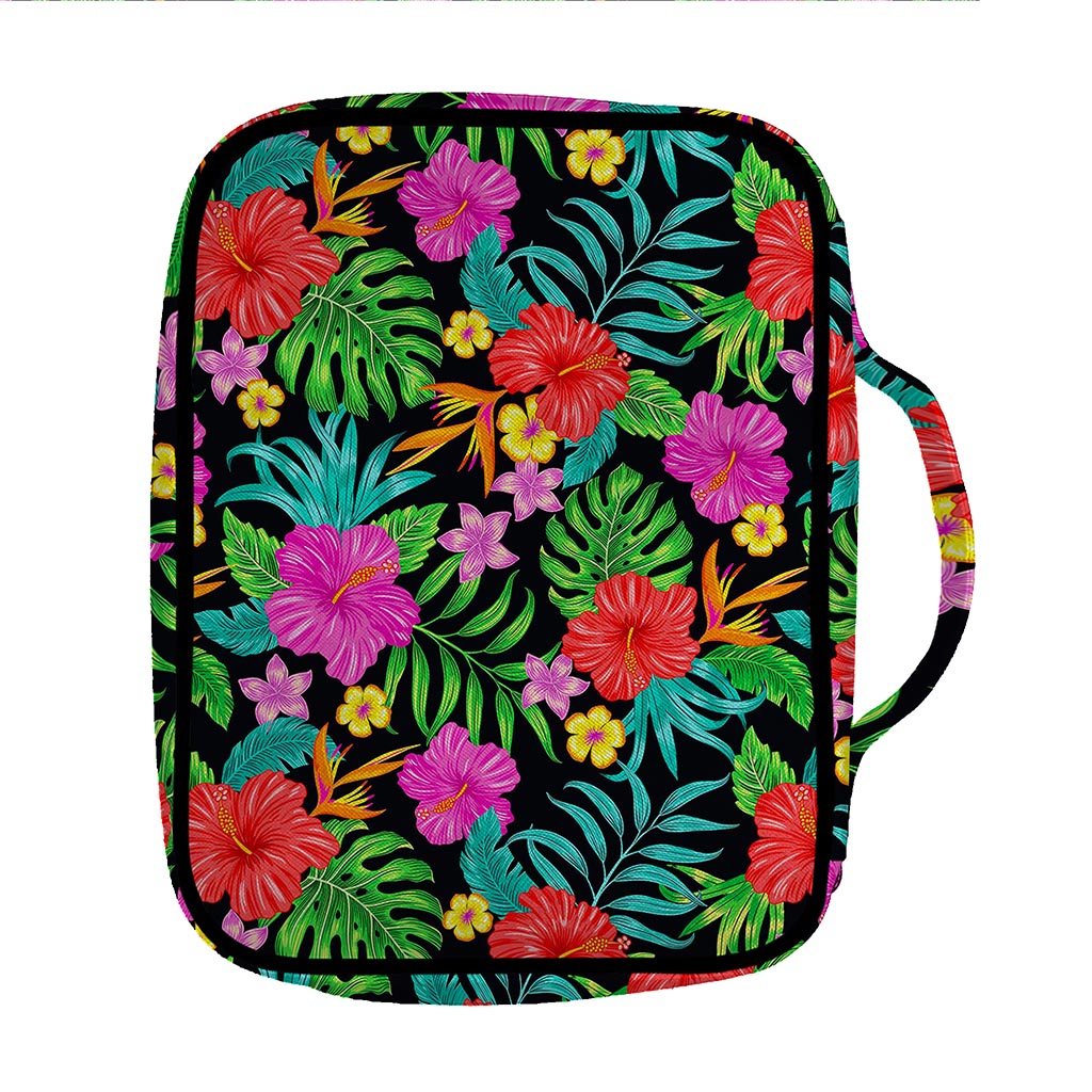 Colorful Hibiscus Flowers Pattern Print Front Pocket Bible Bag