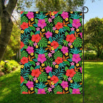 Colorful Hibiscus Flowers Pattern Print Garden Flag