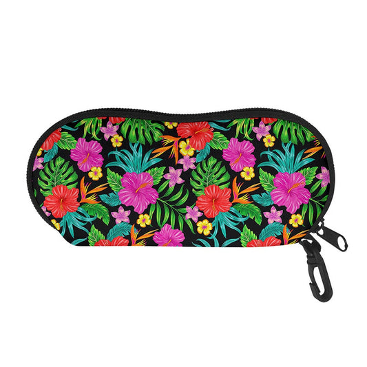 Colorful Hibiscus Flowers Pattern Print Glasses Case
