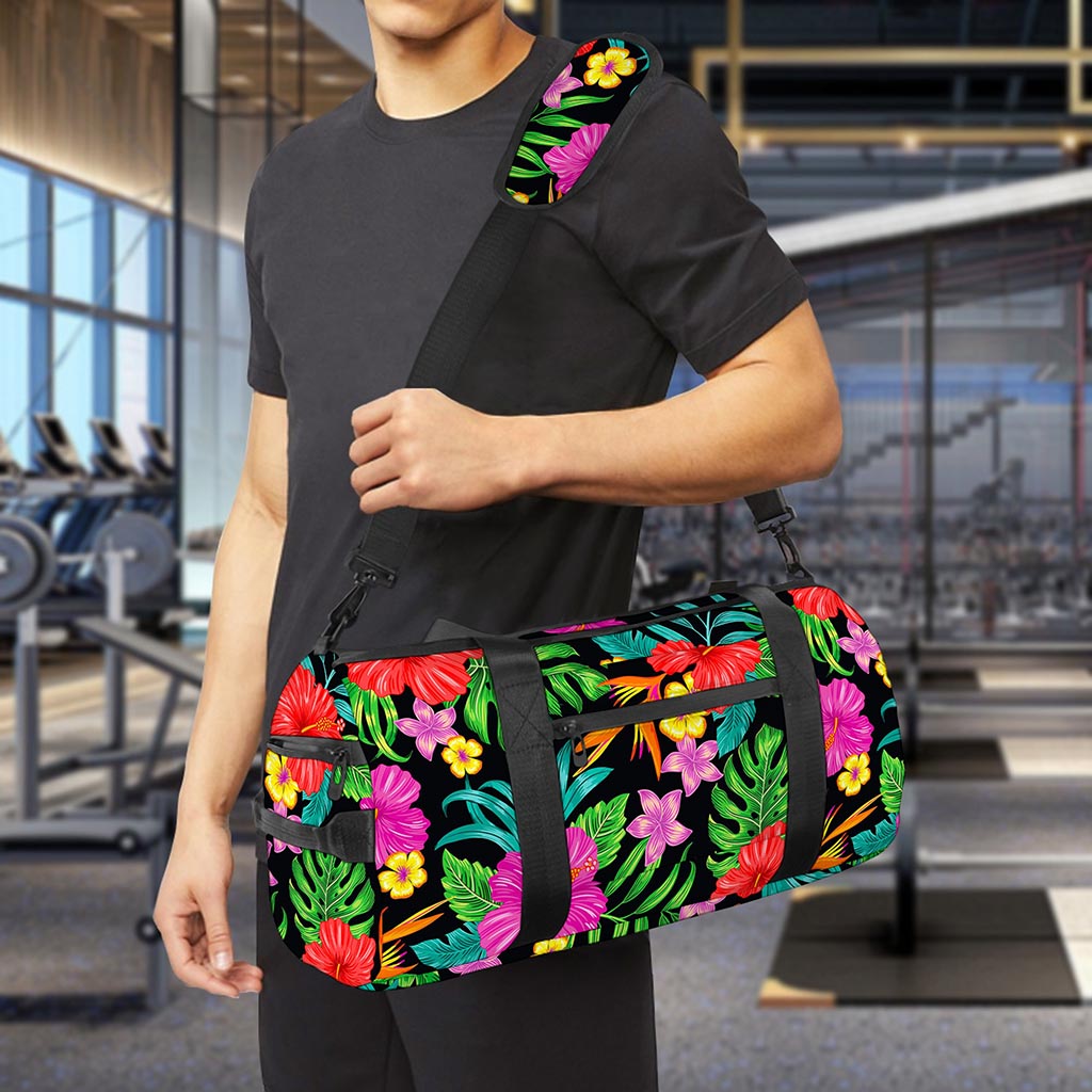 Colorful Hibiscus Flowers Pattern Print Gym Bag