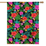 Colorful Hibiscus Flowers Pattern Print House Flag