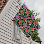 Colorful Hibiscus Flowers Pattern Print House Flag