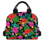 Colorful Hibiscus Flowers Pattern Print Insulated Lunch Bag
