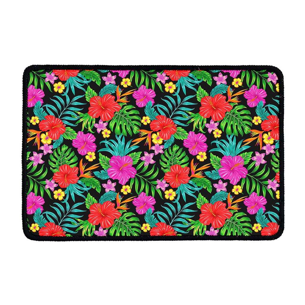 Colorful Hibiscus Flowers Pattern Print Kitchen Mat