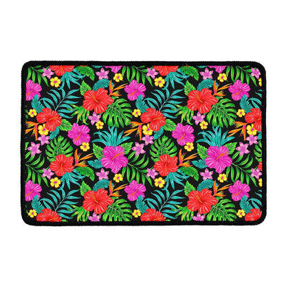 Colorful Hibiscus Flowers Pattern Print Kitchen Mat