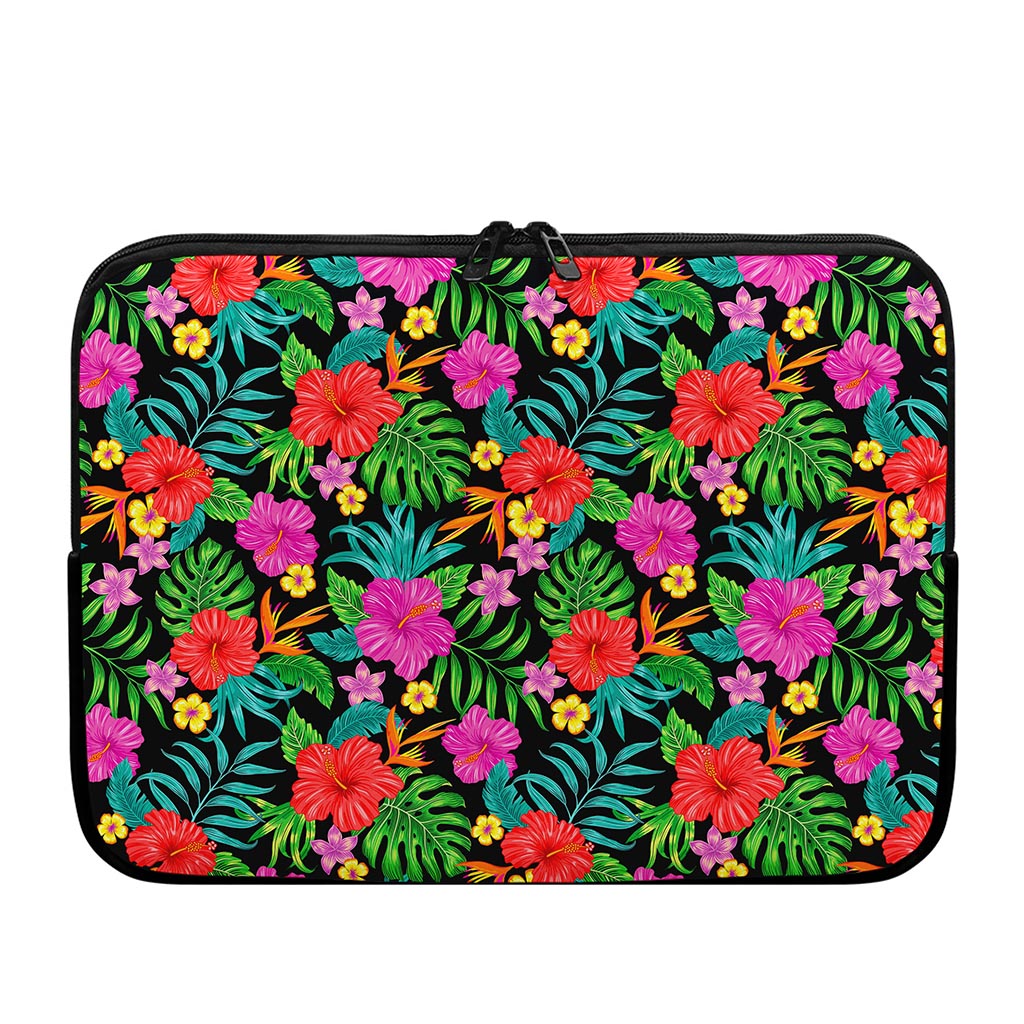 Colorful Hibiscus Flowers Pattern Print Laptop Sleeve