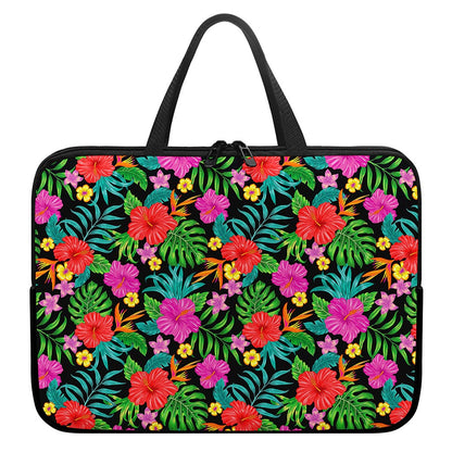 Colorful Hibiscus Flowers Pattern Print Laptop Sleeve With Handle
