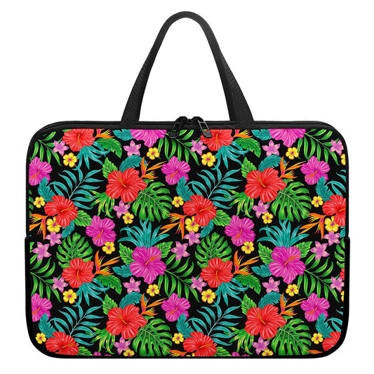 Colorful Hibiscus Flowers Pattern Print Laptop Sleeve With Handle