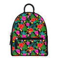 Colorful Hibiscus Flowers Pattern Print Leather Backpack