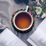 Colorful Hibiscus Flowers Pattern Print Leather Coaster Set