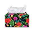 Colorful Hibiscus Flowers Pattern Print Leather Tissue Box Cover