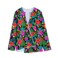 Colorful Hibiscus Flowers Pattern Print Long Sleeve Short Coat
