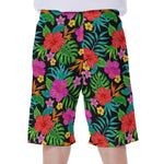 Colorful Hibiscus Flowers Pattern Print Men's Beach Shorts