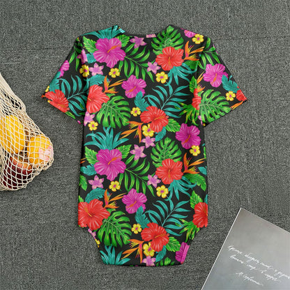 Colorful Hibiscus Flowers Pattern Print Men's Bodysuit