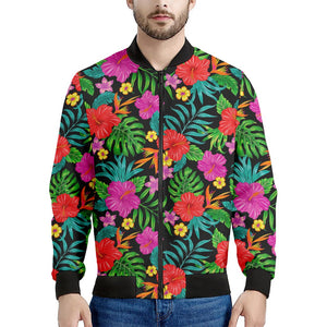 Colorful Hibiscus Flowers Pattern Print Men's Bomber Jacket