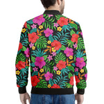 Colorful Hibiscus Flowers Pattern Print Men's Bomber Jacket