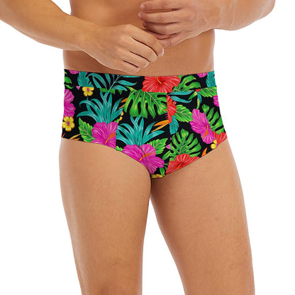 Colorful Hibiscus Flowers Pattern Print Men's Briefs