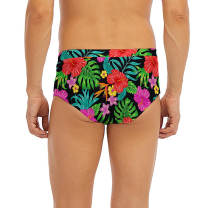 Colorful Hibiscus Flowers Pattern Print Men's Briefs