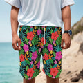 Colorful Hibiscus Flowers Pattern Print Men's Cargo Shorts