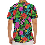 Colorful Hibiscus Flowers Pattern Print Men's Deep V-Neck Shirt