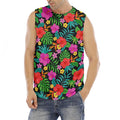 Colorful Hibiscus Flowers Pattern Print Men's Fitness Tank Top