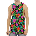 Colorful Hibiscus Flowers Pattern Print Men's Muscle Tank Top