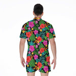 Colorful Hibiscus Flowers Pattern Print Men's Rompers
