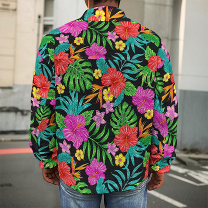 Colorful Hibiscus Flowers Pattern Print Men's Shirt Jacket