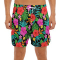 Colorful Hibiscus Flowers Pattern Print Men's Split Running Shorts