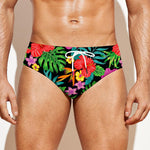 Colorful Hibiscus Flowers Pattern Print Men's Swim Briefs