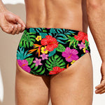 Colorful Hibiscus Flowers Pattern Print Men's Swim Briefs