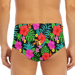 Colorful Hibiscus Flowers Pattern Print Men's Triangle Swim Briefs