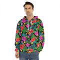 Colorful Hibiscus Flowers Pattern Print Men's Velvet Pullover Hoodie