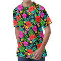 Colorful Hibiscus Flowers Pattern Print Men's Velvet T-Shirt