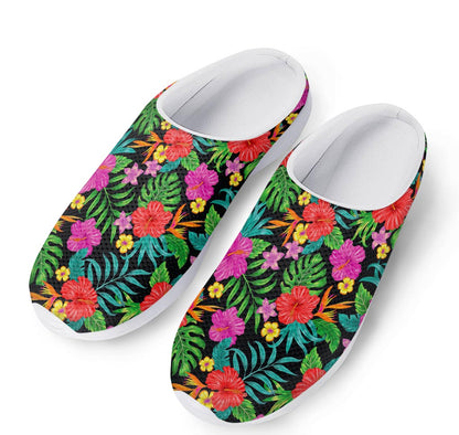 Colorful Hibiscus Flowers Pattern Print Mesh Casual Shoes
