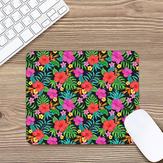 Colorful Hibiscus Flowers Pattern Print Mouse Pad