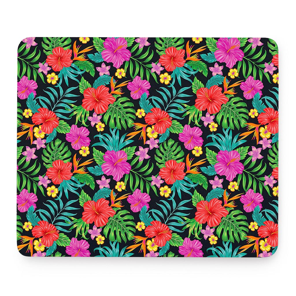 Colorful Hibiscus Flowers Pattern Print Mouse Pad